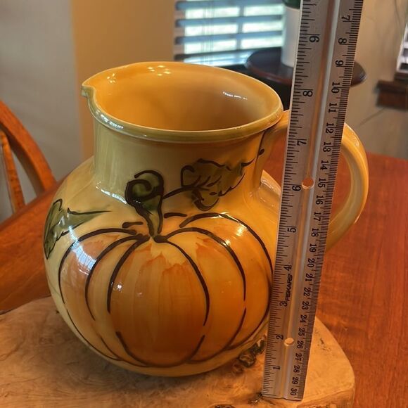 William Sonoma Hand Painted Fall Harvest Pitcher - Picture 9 of 10